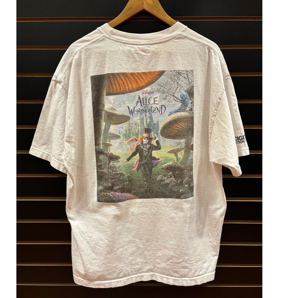 2010 Alice in Wonderland Johnny Depp Movie Promo Graphic T Shirt Large 23x27